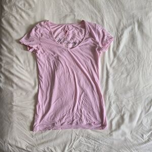 Rare Victoria's Secret Cotton Lingerie V-Neck T Shirt Top Stretchy Pink One Size